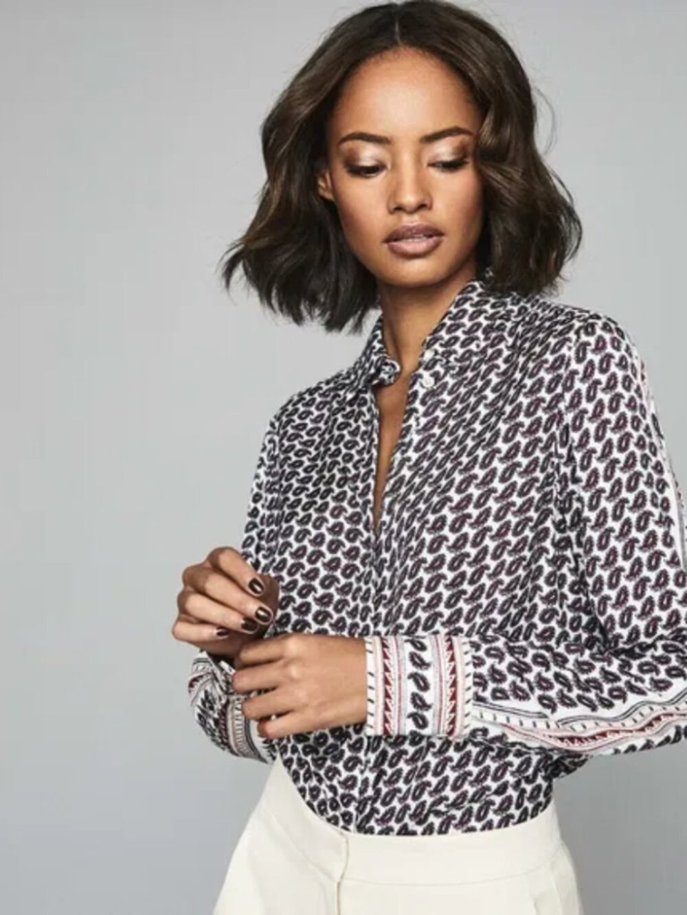 Reiss Coco Paisley Printed Shirt Multicolor Lightweight Button Classic Size 6